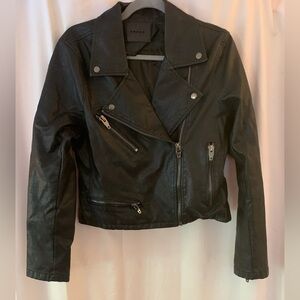 Blank NYC Assymetrical Front Zipper Black Moto Jacket, Vegan Leather; Size L